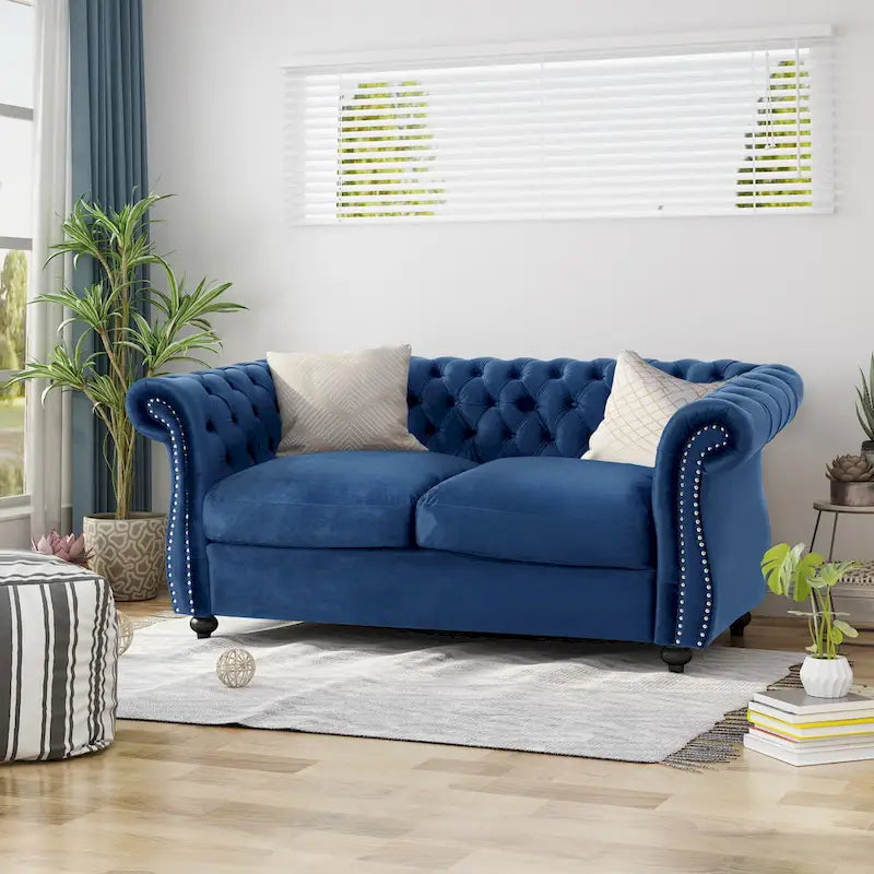 Christopher Knight Home - Somerville, pehmustettu Chesterfield-tyylinen kahden istuttava sohva koristeellisilla naulapäillä