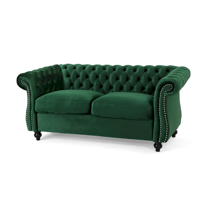 Christopher Knight Home - Somerville, pehmustettu Chesterfield-tyylinen kahden istuttava sohva koristeellisilla naulapäillä