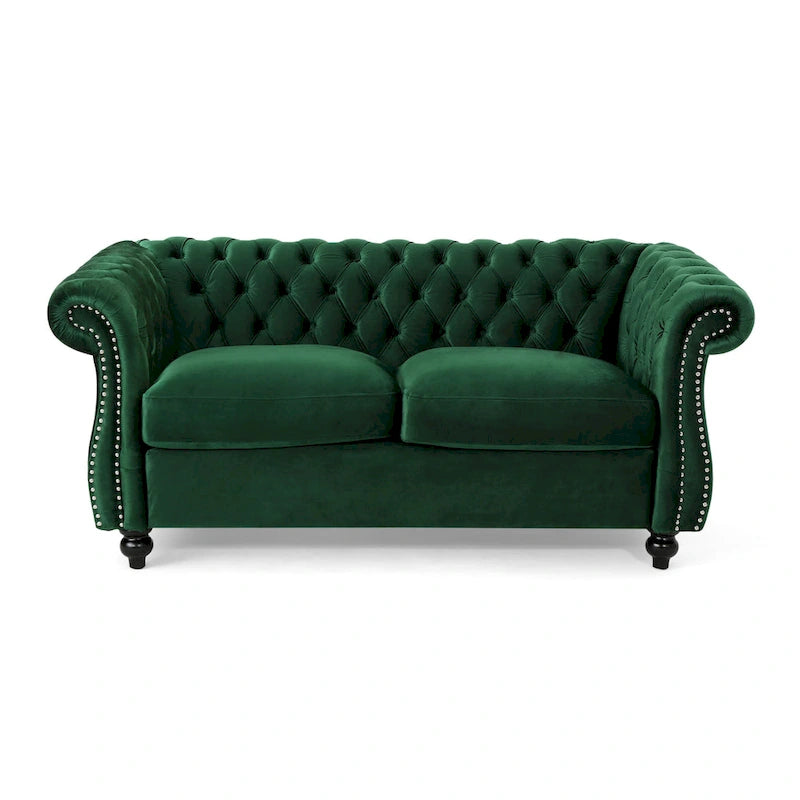 Christopher Knight Home - Somerville, pehmustettu Chesterfield-tyylinen kahden istuttava sohva koristeellisilla naulapäillä