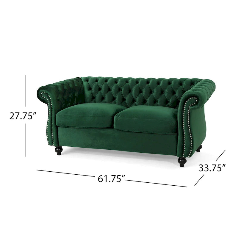 Christopher Knight Home - Somerville, pehmustettu Chesterfield-tyylinen kahden istuttava sohva koristeellisilla naulapäillä