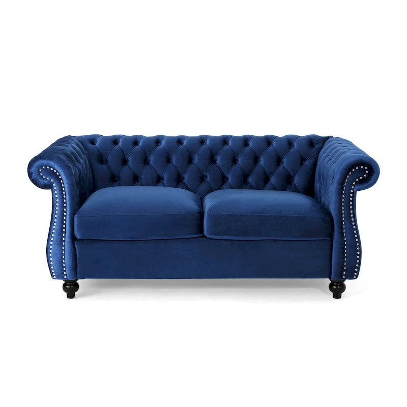 Christopher Knight Home - Somerville, pehmustettu Chesterfield-tyylinen kahden istuttava sohva koristeellisilla naulapäillä