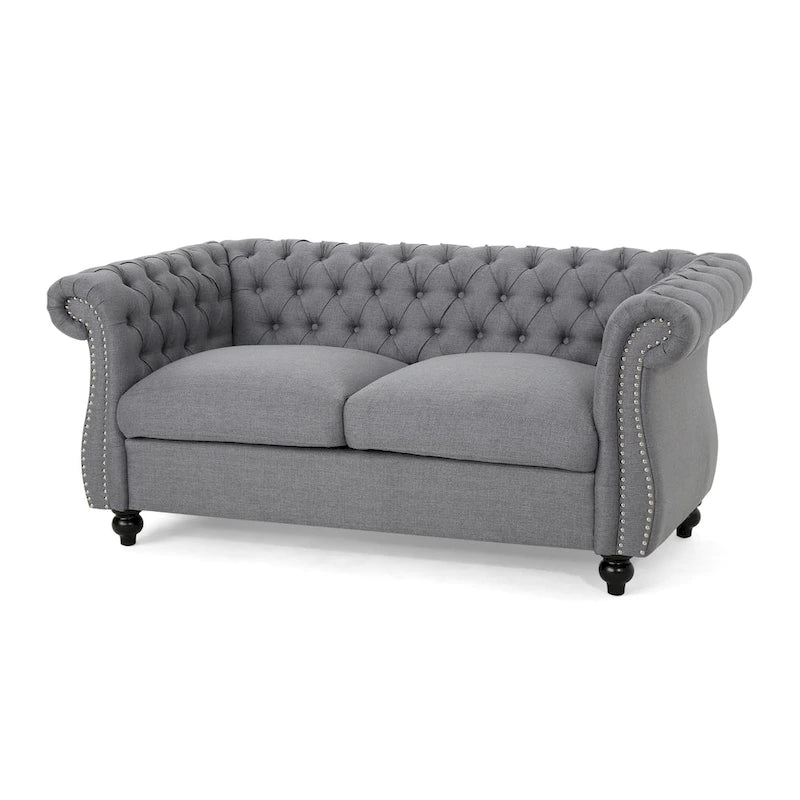Christopher Knight Home - Somerville, pehmustettu Chesterfield-tyylinen kahden istuttava sohva koristeellisilla naulapäillä
