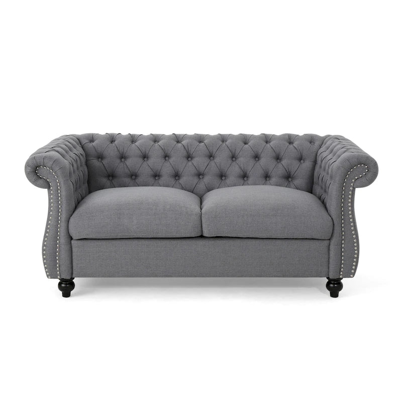 Christopher Knight Home - Somerville, pehmustettu Chesterfield-tyylinen kahden istuttava sohva koristeellisilla naulapäillä