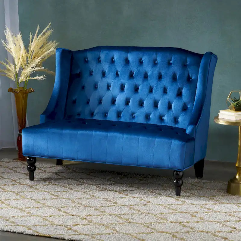 Leora Modern Glam Tufted Velvet Wingback Loveseat by Christopher Knight Home