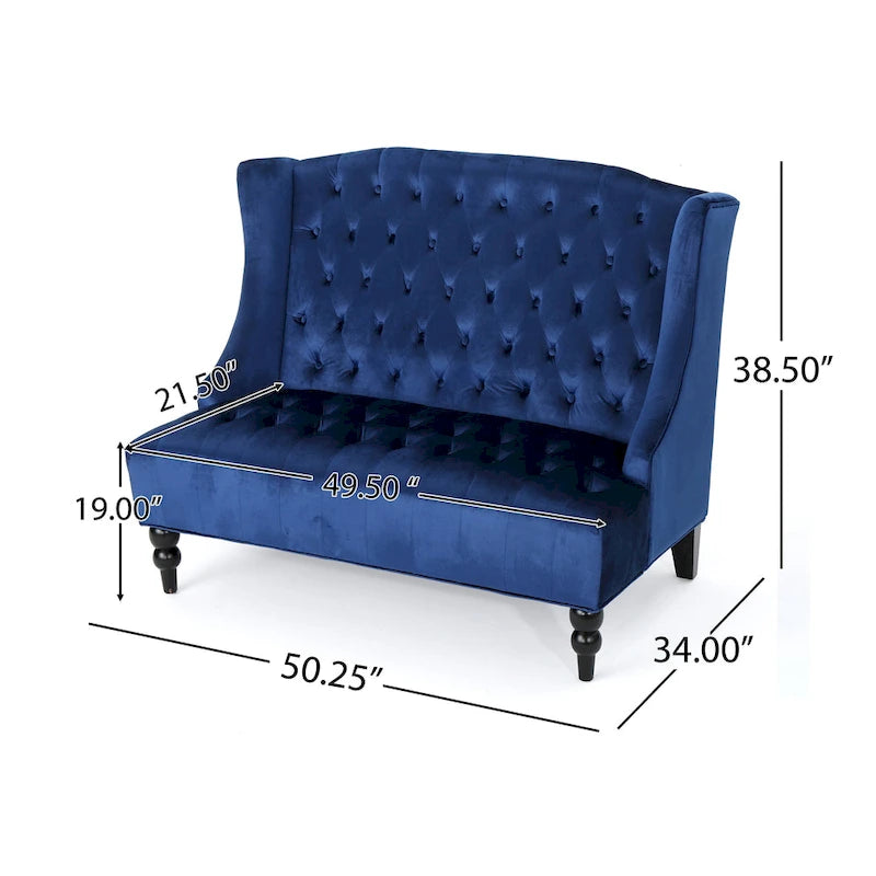 Leora Modern Glam Tufted Velvet Wingback Loveseat by Christopher Knight Home