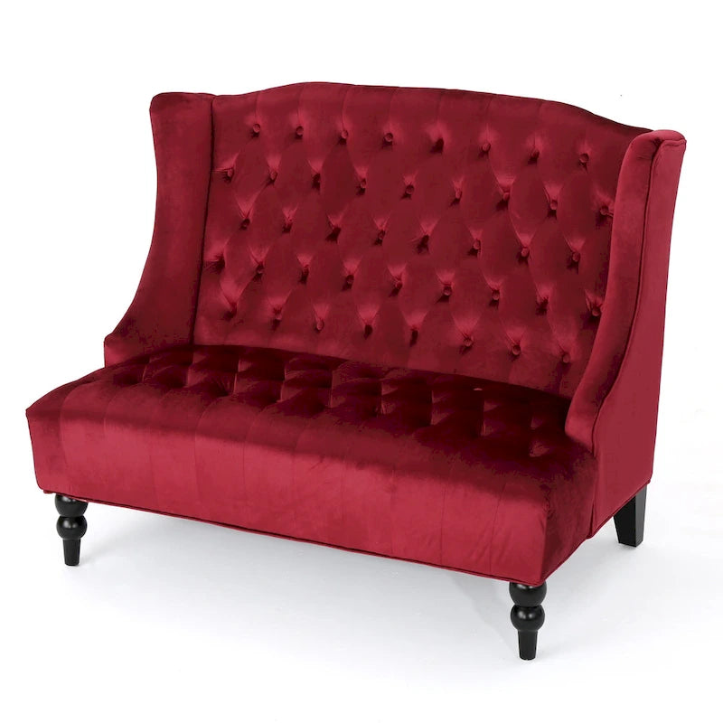 Leora Modern Glam Tufted Velvet Wingback Loveseat by Christopher Knight Home