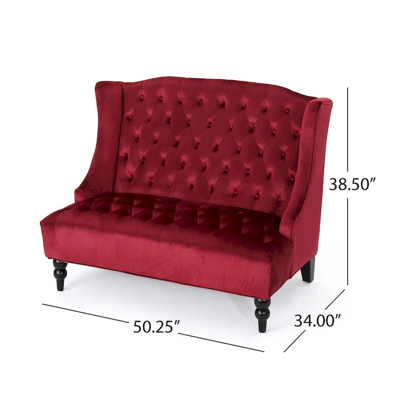 Leora Modern Glam Tufted Velvet Wingback Loveseat by Christopher Knight Home