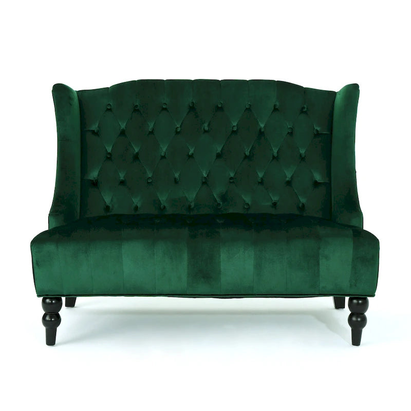 Leora Modern Glam Tufted Velvet Wingback Loveseat by Christopher Knight Home