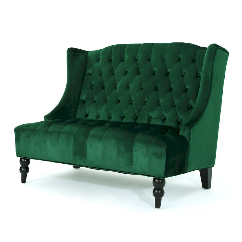 Leora Modern Glam Tufted Velvet Wingback Loveseat by Christopher Knight Home