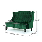 Leora Modern Glam Tufted Velvet Wingback Loveseat by Christopher Knight Home