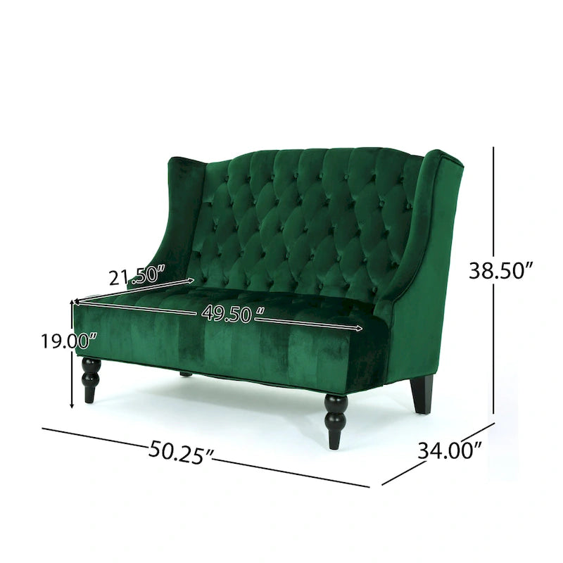 Leora Modern Glam Tufted Velvet Wingback Loveseat by Christopher Knight Home
