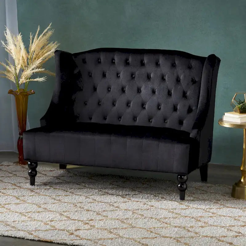 Leora Modern Glam Tufted Velvet Wingback Loveseat by Christopher Knight Home