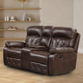 Divanetto reclinabile manuale Owen Brown in pelle traspirante con console portaoggetti