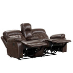 Divanetto reclinabile manuale Owen Brown in pelle traspirante con console portaoggetti