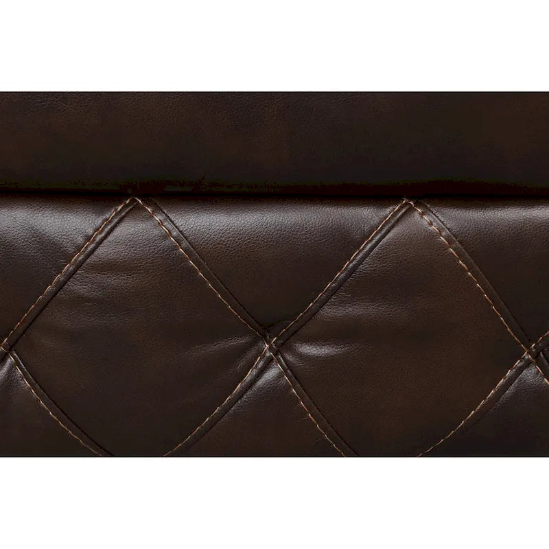Divanetto reclinabile manuale Owen Brown in pelle traspirante con console portaoggetti