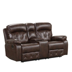Divanetto reclinabile manuale Owen Brown in pelle traspirante con console portaoggetti