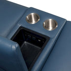 Elektrisch verstellbares Loveseat mit Mittelkonsole aus blauem Ocean-Blue-Narbenleder von Steve Silver