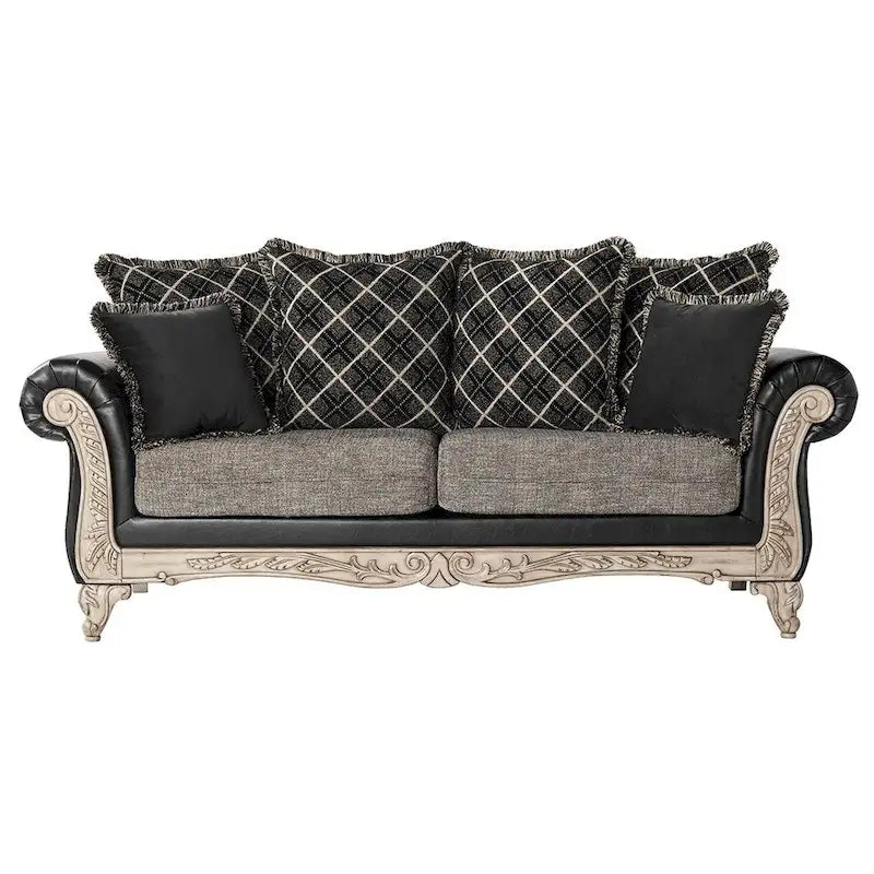 Roundhill Furniture San Marino kaksivärinen kangas- ja puurunkoisen sohvan ja kahden istuttavan sohvan ryhmä
