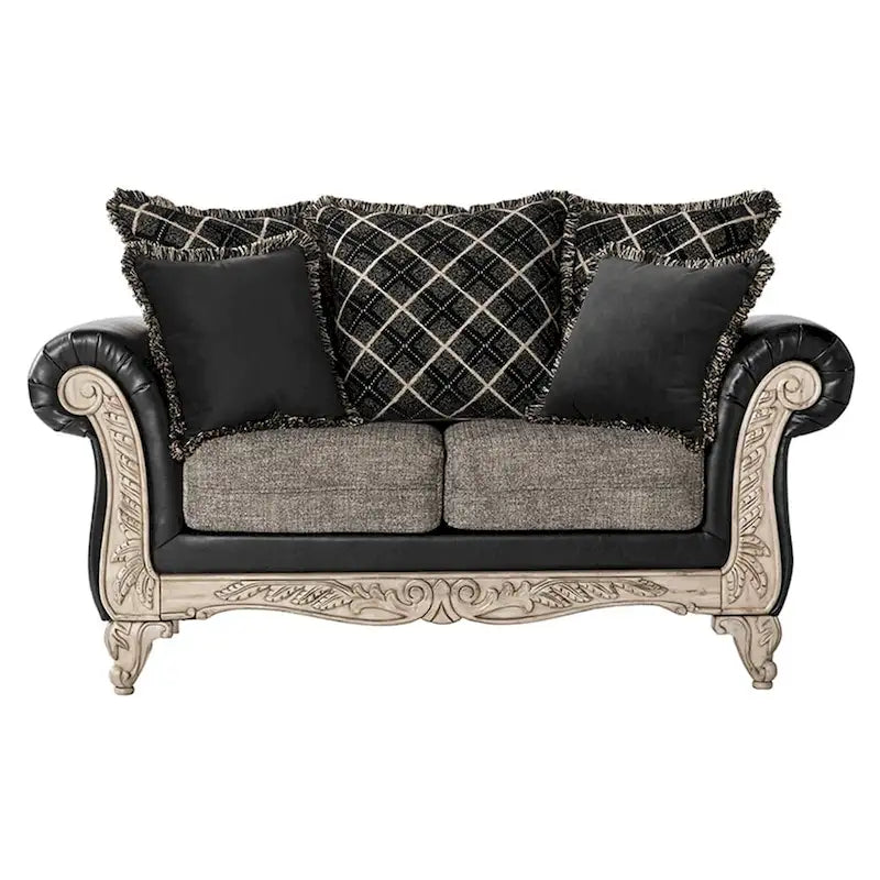 Roundhill Furniture San Marino kaksivärinen kangas- ja puurunkoisen sohvan ja kahden istuttavan sohvan ryhmä