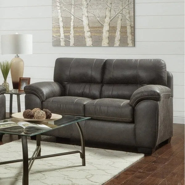 Współczesny zestaw kanapy i dwuosobowej sofy z tkaniny Tirana Pillow-top marki Roundhill Furniture w kolorze Sequoia Ash