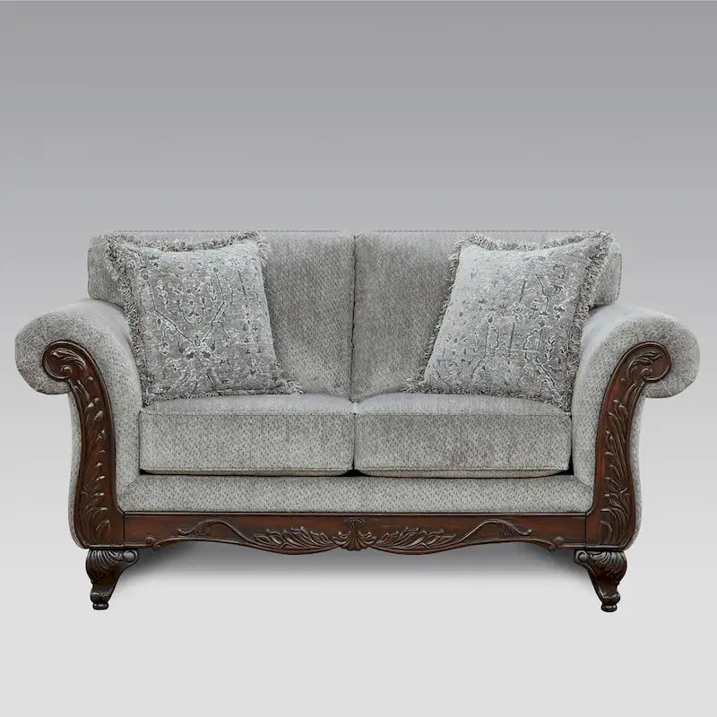 Ensemble de salon Roundhill Furniture Hernen en 2 pièces, avec cadres en bois sculpté