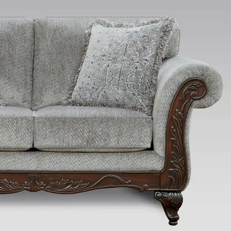 Ensemble de salon Roundhill Furniture Hernen en 2 pièces, avec cadres en bois sculpté