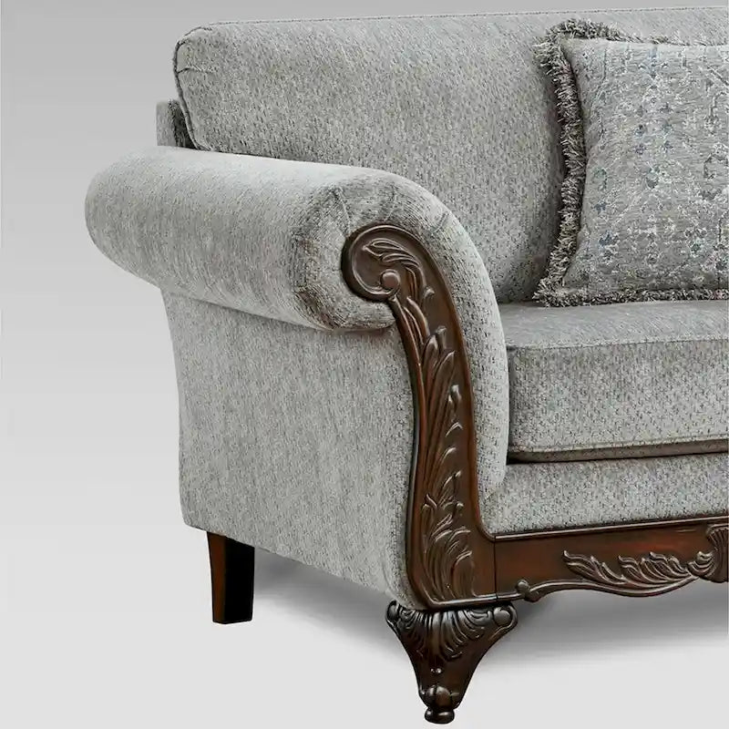 Ensemble de salon Roundhill Furniture Hernen en 2 pièces, avec cadres en bois sculpté