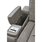 Causeuse inclinable électrique double réglable en cuir Man-Den de Signature Design by Ashley - 74 W x 40 D x 43 H