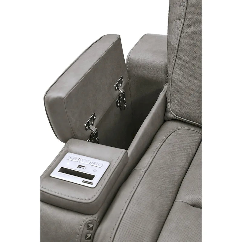 Causeuse inclinable électrique double réglable en cuir Man-Den de Signature Design by Ashley - 74 W x 40 D x 43 H
