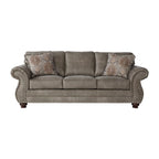 Roundhill Furniture Leinster Sofa-, Loveseat- und Sessel-Set aus Kunstleder mit Polsterung und Nagelkopfdetails in Steingrau