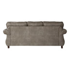 Roundhill Furniture Leinster Sofa-, Loveseat- und Sessel-Set aus Kunstleder mit Polsterung und Nagelkopfdetails in Steingrau