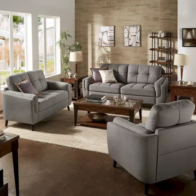 Canapé deux places Dorelle de 61 de largeur avec accoudoirs en microfibre, par iNSPIRE Q Modern