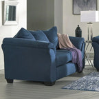 Roundhill Furniture Aruca tengerészkék mikroszálas kétszemélyes kanapé párnázott háttámlával
