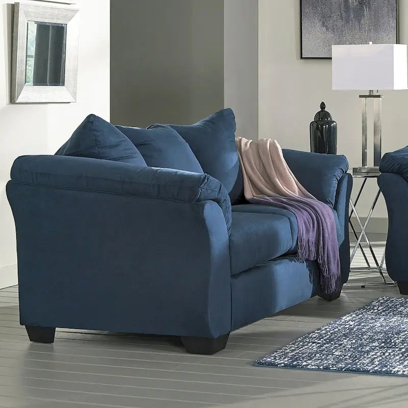 Roundhill Furniture Aruca tengerészkék mikroszálas kétszemélyes kanapé párnázott háttámlával
