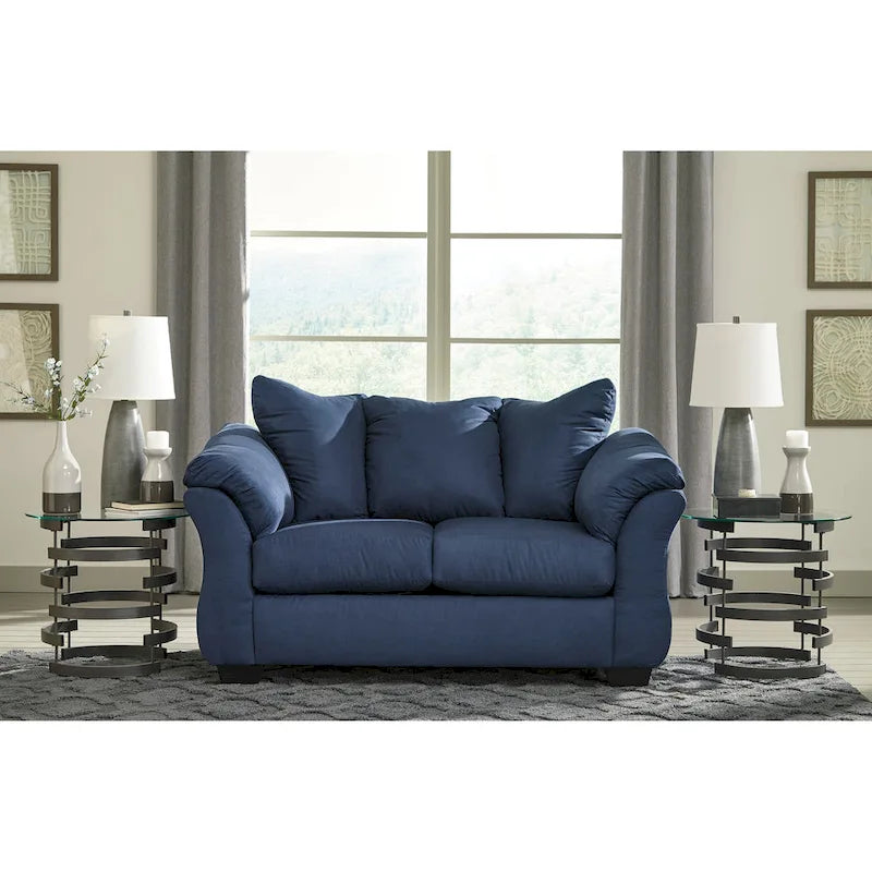 Roundhill Furniture Aruca tengerészkék mikroszálas kétszemélyes kanapé párnázott háttámlával