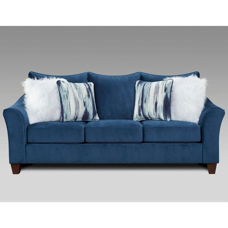 Roundhill Furniture Camero 4-teiliges Sofaset aus Stoff mit Kissenlehne in Marineblau