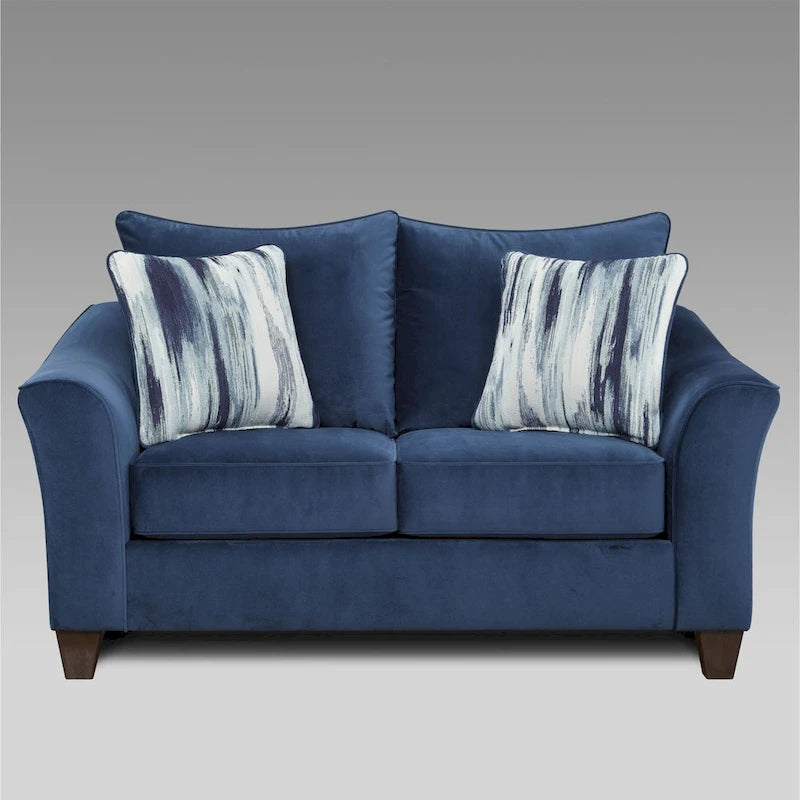 Roundhill Furniture Camero 4-teiliges Sofaset aus Stoff mit Kissenlehne in Marineblau