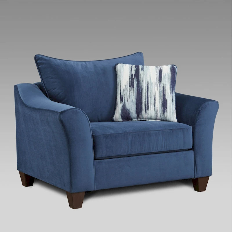 Roundhill Furniture Camero 4-teiliges Sofaset aus Stoff mit Kissenlehne in Marineblau