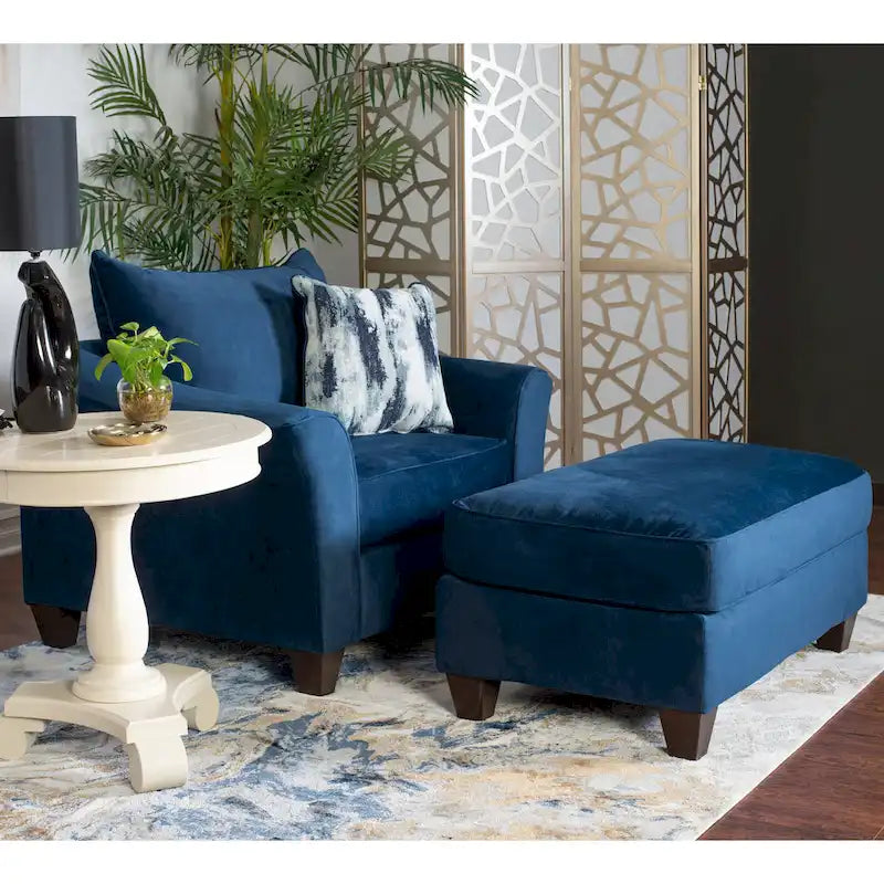 Roundhill Furniture Camero 4-teiliges Sofaset aus Stoff mit Kissenlehne in Marineblau
