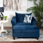 Roundhill Furniture Camero 4-teiliges Sofaset aus Stoff mit Kissenlehne in Marineblau