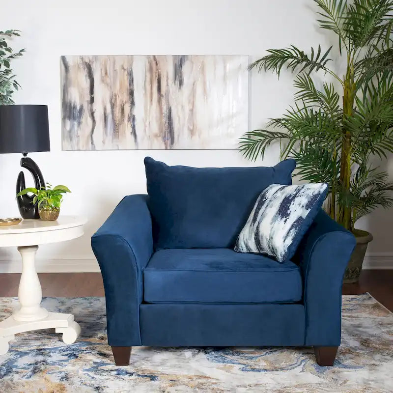 Roundhill Furniture Camero 4-teiliges Sofaset aus Stoff mit Kissenlehne in Marineblau