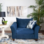 Roundhill Furniture Camero 4-teiliges Sofaset aus Stoff mit Kissenlehne in Marineblau