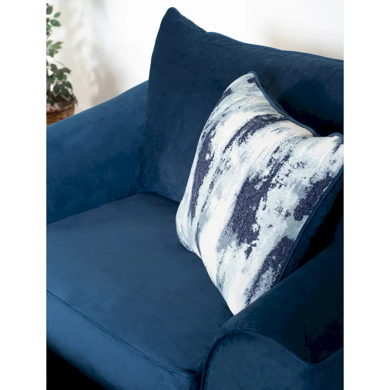 Roundhill Furniture Camero 4-teiliges Sofaset aus Stoff mit Kissenlehne in Marineblau