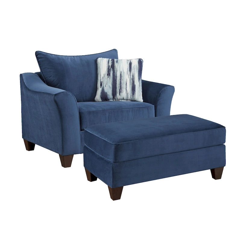 Roundhill Furniture Camero 4-teiliges Sofaset aus Stoff mit Kissenlehne in Marineblau