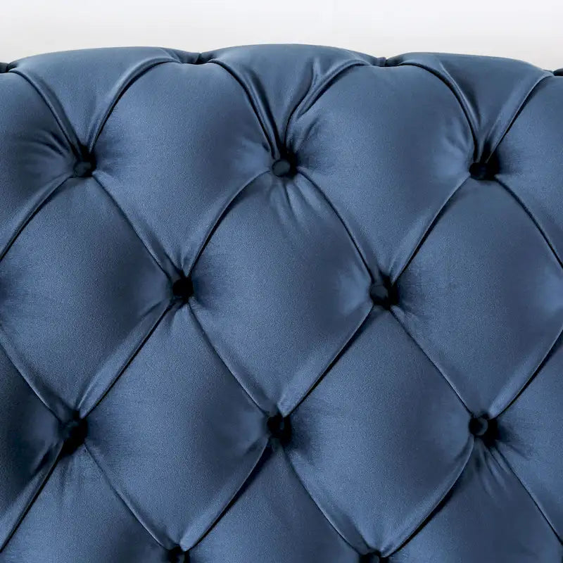 Conjunto de sofá de 2 piezas Adeben de Furniture of America, de transición, tela azul, ribete de tachuelas y capitoné