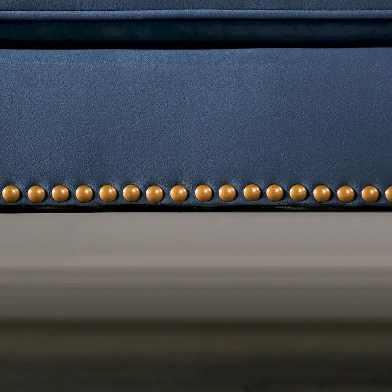 Conjunto de sofá de 2 piezas Adeben de Furniture of America, de transición, tela azul, ribete de tachuelas y capitoné