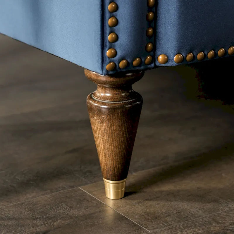 Conjunto de sofá de 2 piezas Adeben de Furniture of America, de transición, tela azul, ribete de tachuelas y capitoné