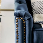 Conjunto de sofá de 2 piezas Adeben de Furniture of America, de transición, tela azul, ribete de tachuelas y capitoné