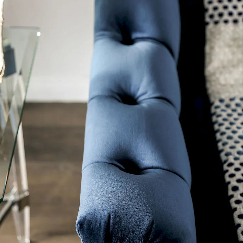 Conjunto de sofá de 2 piezas Adeben de Furniture of America, de transición, tela azul, ribete de tachuelas y capitoné