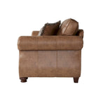 Roundhill Furniture Leinster bruine stoffen bank en loveseat met siernagelrand